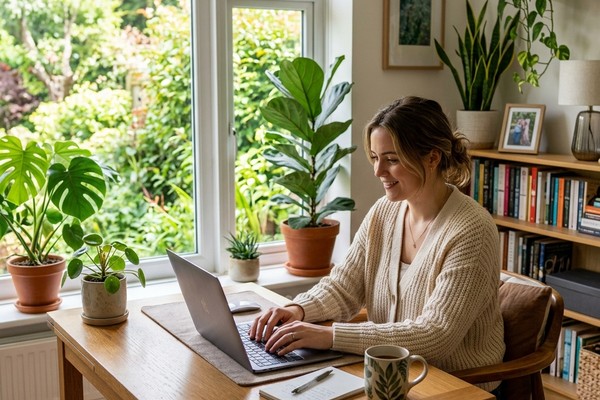 Allievo che segue una lezione online da vicino al computer